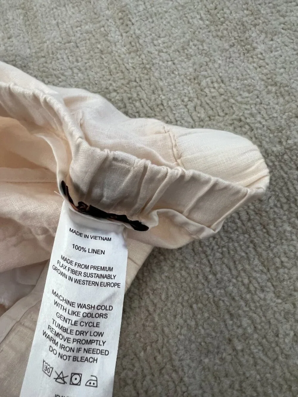 Quince 100% European Linen Pull On Pants S Elastic Waist Relaxed Straight Crop